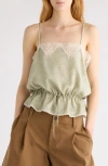 Chloé Women Silk Jacquard And Lace Drawstring Tank Top In Green