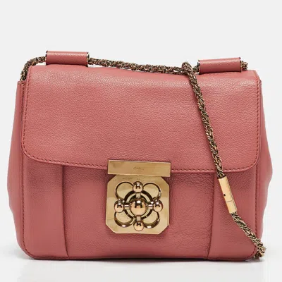 Pre-owned Chloé Rose Pink Leather Small Elsie Chain Shoulder Bag