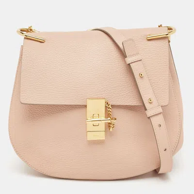 Chloé Rose Poudre Leather Large Drew Shoulder Bag In Pink