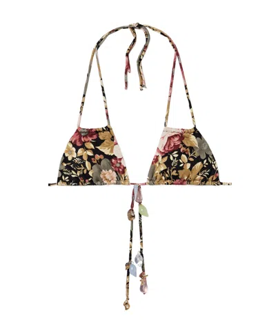 Chloé Rose-print Bikini Top In Multi