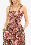 Chloé Rose Print Front-tie Sleeveless Top