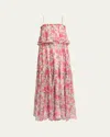 Chloé Chloe Floral Print Ruffled Silk-chiffon Maxi Dress In Pink