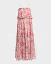 Chloé Chloe Floral Print Ruffled Silk-chiffon Maxi Dress In Pink