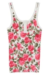 Chloé Cotton Henley Tank Top With All-over Floral Pattern In Red