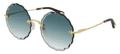 Pre-owned Chloé Chloe Rosie Ch0047s Gold/blue Shaded (002) Sunglasses