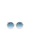 Chloé Rosie Round Frame Metal Sunglasses In Blue