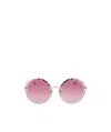 Chloé Rosie Round Frame Metal Sunglasses In Pink