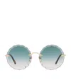 Chloé Chloe Womens Gold Ch0047s Metal Scalloped Round-frame Sunglasses In Gold