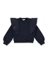Chloé Ruffled Cotton Sweatshirt In Blue