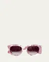 Chloé Round Acetate Sunglasses In Pink Peony