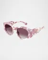 Chloé Round Acetate Sunglasses In Pink Peony