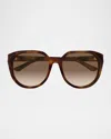 Chloé Round Acetate Sunglasses In Shiny Medium Havana