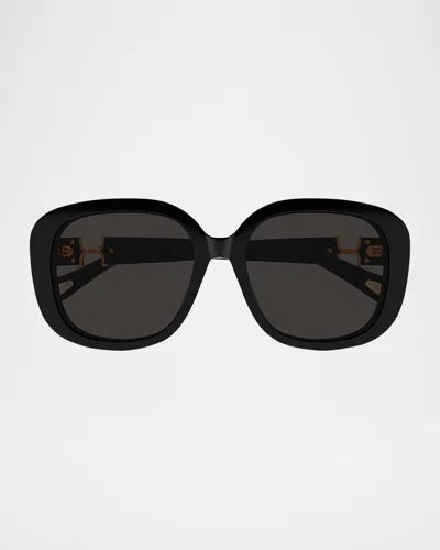 Chloé Round Acetate Sunglasses In Black