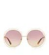 Chloé Logo-engraved Round-frame Sunglasses In Gold