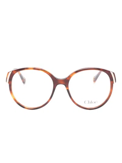 Chloé 圆形镜框眼镜 In Brown