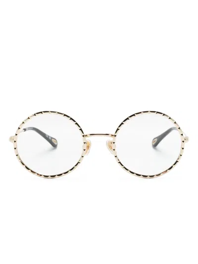 Chloé Round-frame Glasses In Gold