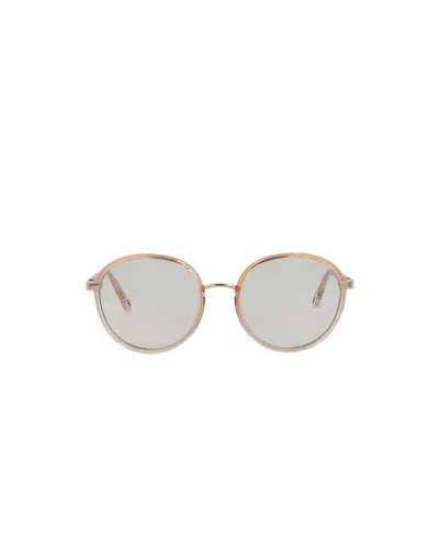 Chloé Round-frame Injection Sunglasses In Beige