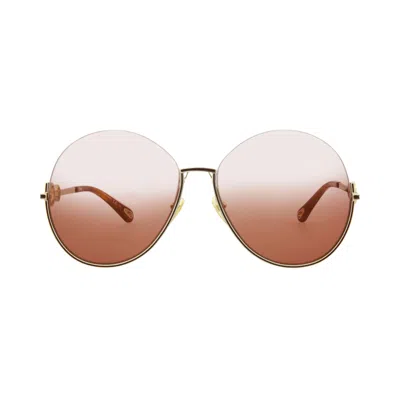 Pre-owned Chloé Round Frame Metal Sunglasses 'gold/orange' | Women's Size Onesize