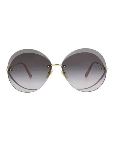 Chloé Round-frame Metal Sunglasses In Gray