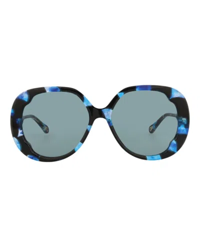 Chloé Round-frame Recycled Acetate Sunglasses In Blue
