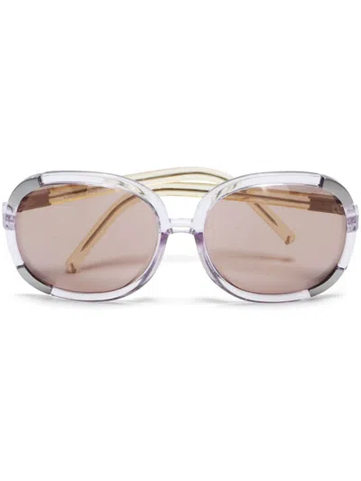 Pre-owned Chloé Round-frame Sunglasses In 紫色