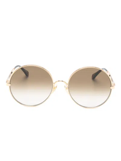 Chloé Round-frame Sunglasses In Gold