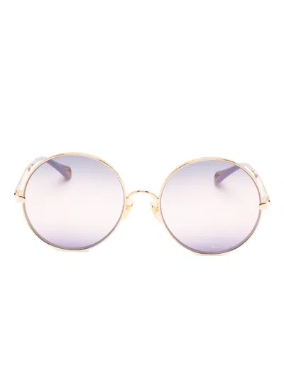 Chloé Round-frame Sunglasses In Gold