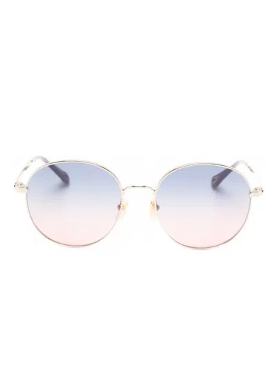 Chloé Round-frame Sunglasses In Gold