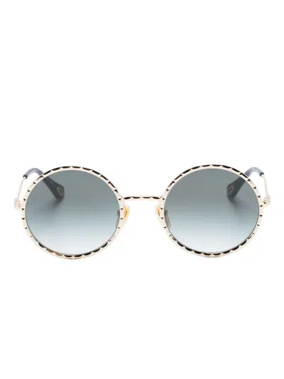 Chloé Sonnenbrille Mit Rundem Gestell In Gold