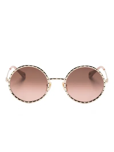 Chloé Sonnenbrille Mit Rundem Gestell In Gold