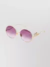 Chloé Round Frame Sunglasses Thin Temples In Gold