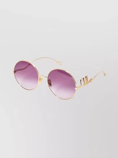 Chloé Round Frame Sunglasses Thin Temples In Gold