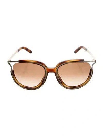 Pre-owned Chloé Round Gradient Sunglasses In Brown