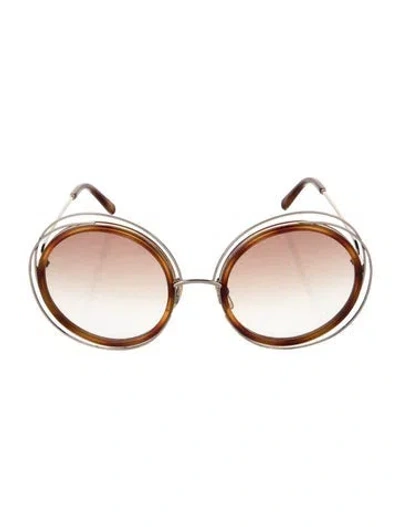 Pre-owned Chloé Round Gradient Sunglasses In Brown