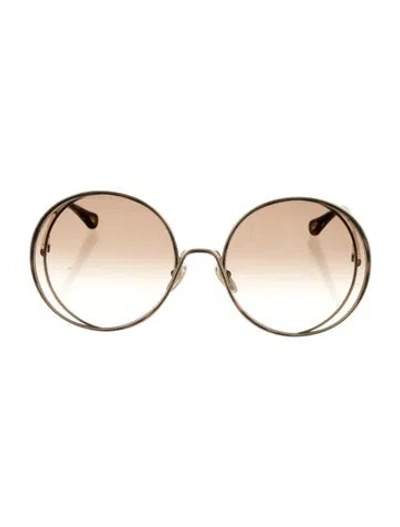 Pre-owned Chloé Round Gradient Sunglasses In Brown/gold