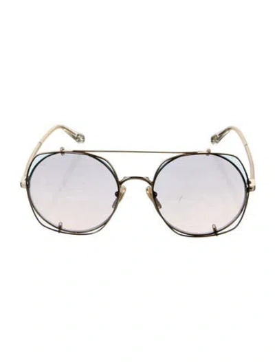 Pre-owned Chloé Round Gradient Sunglasses In Gold