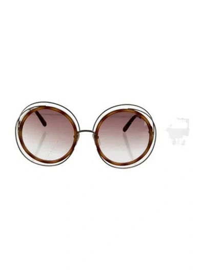 Pre-owned Chloé Round Gradient Sunglasses In Gold