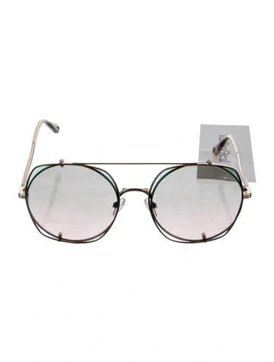 Pre-owned Chloé Round Gradient Sunglasses In Gold