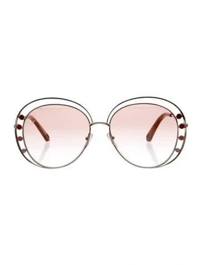 Pre-owned Chloé Round Gradient Sunglasses In Gold