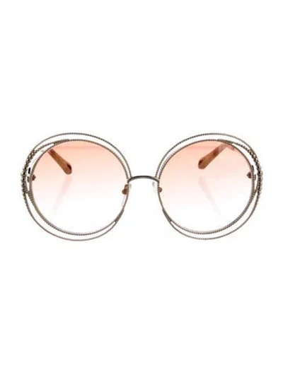 Pre-owned Chloé Round Gradient Sunglasses In Gold