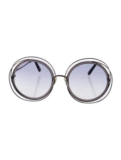 Pre-owned Chloé Round Gradient Sunglasses In Silver