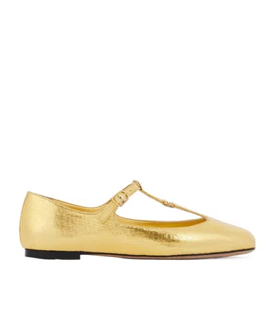 Chloé Round Head Ballet Shoes In Gold