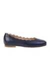Chloé Scalloped Ballerina Leather Shoes In Blue