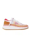 Chloé Nama Stitch Walking Sneakers In White