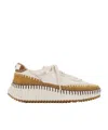 Chloé Chloe Nama Panelled Suede Sneakers In White