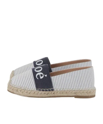 Chloé Round-head Straw Shoes In Gray