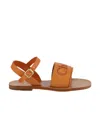 Chloé Girls Leather Logo Sandals In Brown