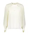 Chloé Round Hole Embroidered Blouse In White