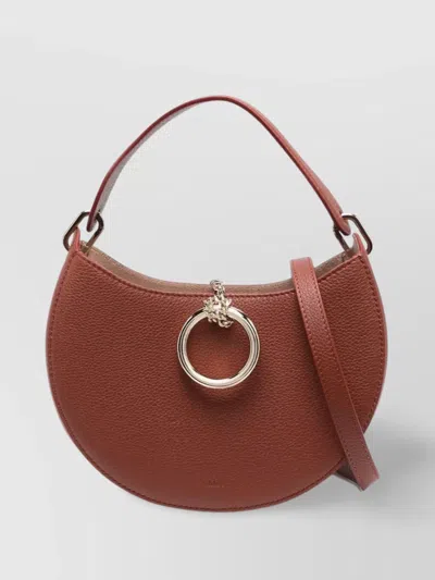 CHLOÉ ROUND LEATHER CROSSBODY BAG WITH RING HARDWARE