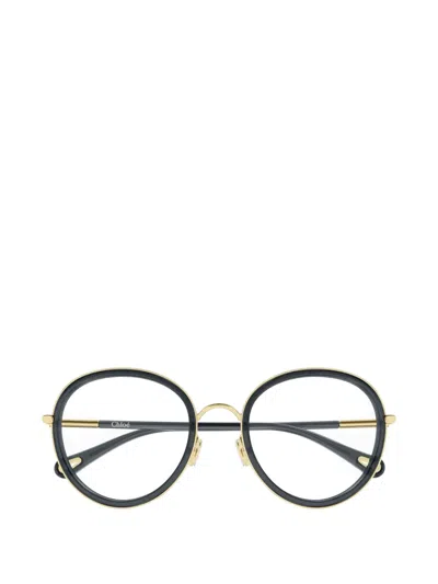 Chloé Round Metal Glasses In Black